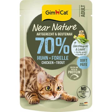 16x GimCat Kattenvoer Near Nature Kip&Forel 85 gr, Verzenden, Kat