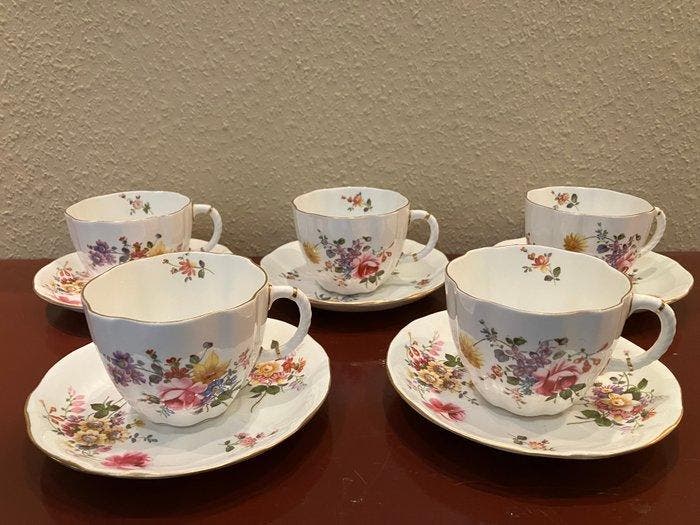 Royal Crown Derby - Kop en schotel - Posies - Porselein, Antiek en Kunst, Antiek | Meubels | Tafels