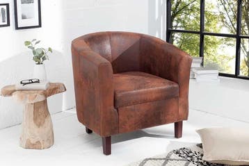 Design loungestoel HEMINGWAY whiskybruin met armleuningen, Ophalen of Verzenden, Nieuw