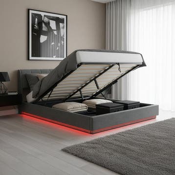 Tweepersoonsbed Tröstiar met LED 180x200 cm antraciet [en.ca, Verzenden, Nieuw