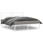 vidaXL Bedframe met hoofdbord metaal wit 150x200 cm, Verzenden, Wit, Overige maten, 200 cm