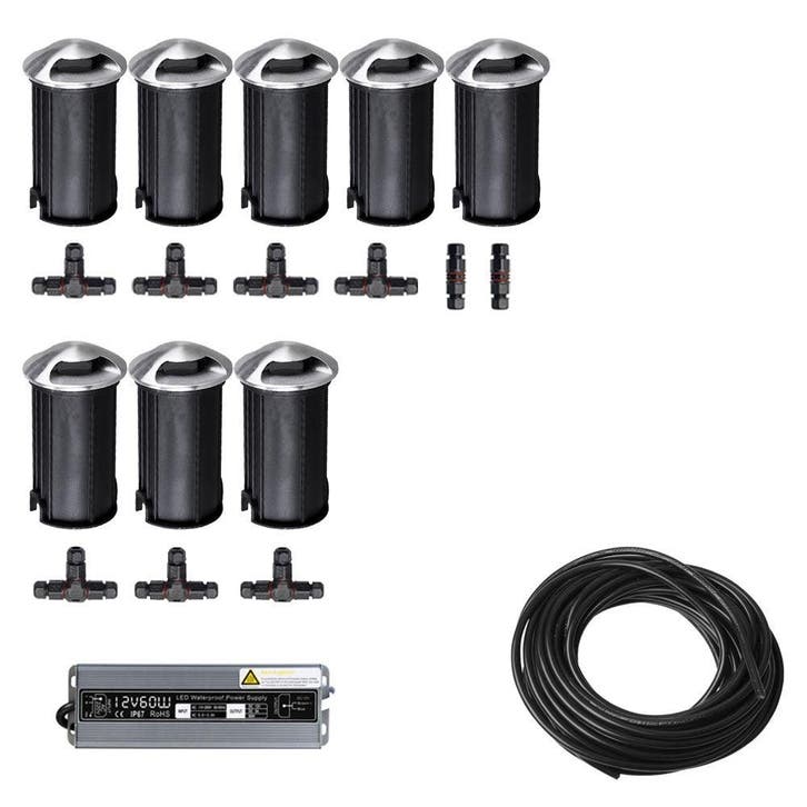 8x LED tuinpad spot - 12V - 2 kanten - 41mm - complete set, Tuin en Terras, Buitenverlichting, Ophalen of Verzenden