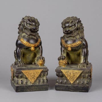 Beeld, Exclusieve set foo dogs 21 cm / 3.8 kg - 21.5 cm -