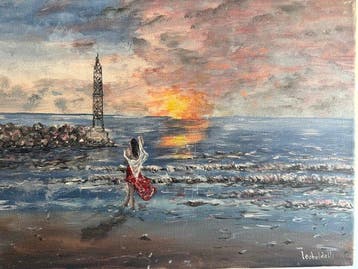 Daniele Teobaldelli (1949) - Tramonto sul mare, Antiek en Kunst