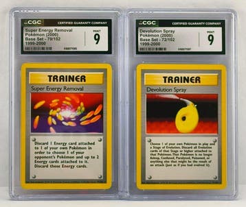 Pokémon - 2 Graded card Base Set - Super Energy Removal, Hobby en Vrije tijd, Nieuw