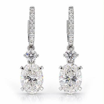 Oorbellen - 18 karaat Witgoud - 5.82ct. tw. Diamant, Nieuw