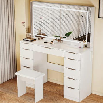 Luxe Kaptafel met LED Verlichting, 11 Lades en Ingebouwde St, Verzenden, Nieuw
