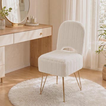 Luxe Pluche Kaptafel Kruk met Opbergruimte en Inklapbare Rug, Verzenden, Nieuw