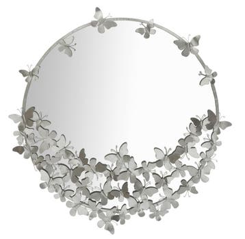 WANDSPIEGEL VLINDER ROND ZILVER Ø 91X3X94 - 660150001, Ophalen of Verzenden, Nieuw