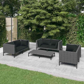 vidaXL 7-delige Loungeset met kussens poly rattan, Verzenden, Nieuw, Loungeset