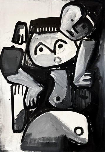 Gundi Falk (1966) - Étreinte en Noir et Blanc - XXL