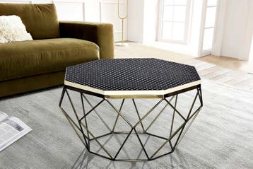 Beeninleg Salontafel DIAMOND 70cm Zwart Wit Messing, Huis en Inrichting, Tafels | Salontafels, Ophalen of Verzenden, Nieuw