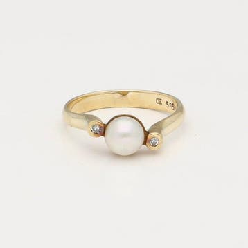 Ring - 14 karaat Geel goud - Diamant, Sieraden, Tassen en Uiterlijk, Ringen, Nieuw
