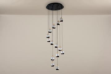 Rietveld Hanglampen - Zwart - Glas, Metaal, Verzenden, Nieuw