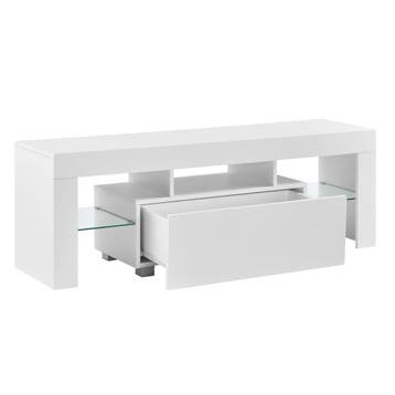 Tv meubel Grimsey met led verlichting 130x35x45 cm wit, Verzenden, Nieuw
