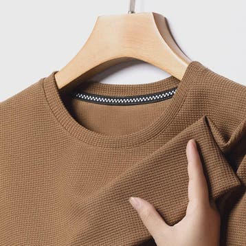Zomer Wafel T-shirt Heren Korte Mouw Ronde Hals - Comfortabe