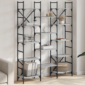 vidaXL Boekenkast 127,5x28,5x172,5 cm bewerkt hout grijs, Verzenden, Nieuw, Overige houtsoorten