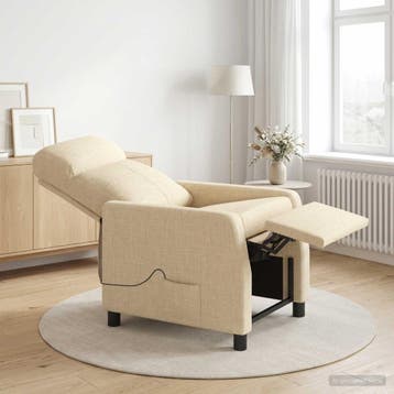 vidaXL Massage Recliner Crèmekleurig Stof, Huis en Inrichting, Verzenden, Nieuw