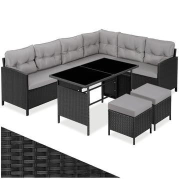 Wicker zitgroep Barletta - zwart / grijs, Tuin en Terras, Tuinsets en Loungesets, Verzenden, Nieuw