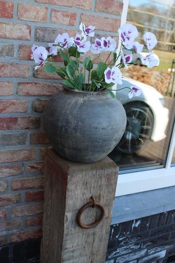 Zijden Viooltje op steel white/purple 67 cm, Ophalen of Verzenden, Nieuw