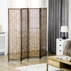 Opvouwbaar Houten Kamerscherm met Rieten Panelen – 4-Delig, Verzenden, Nieuw