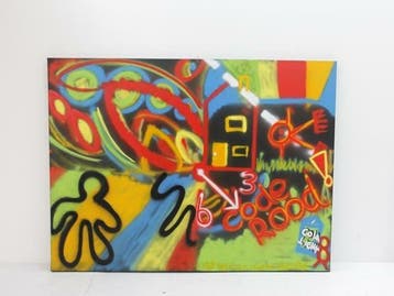 Schilderij op canvas - 150x200x5cm (hxbxd) - graffiti stijl, Werkplek, Ophalen of Verzenden, Gebruikt, Overige typen