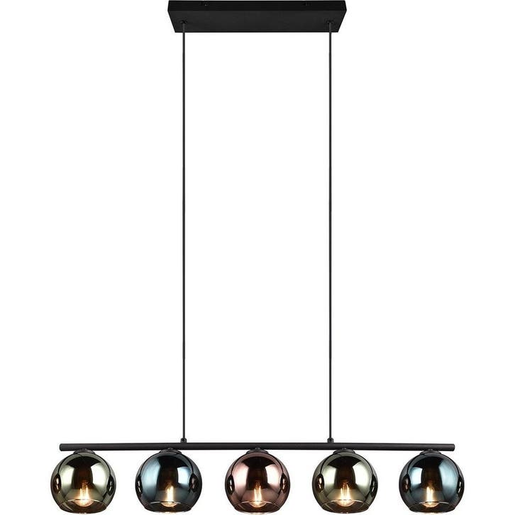 Zwarte LED Hanglamp met Glas - Trion Seldy 5-lichts LED Hang, Huis en Inrichting, Lampen | Overige, Nieuw, Ophalen of Verzenden