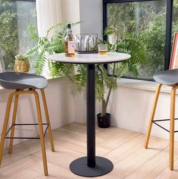Luxe Ronde Bartafel 100cm - Gesinterde Steen en metalen voet, Verzenden, Nieuw