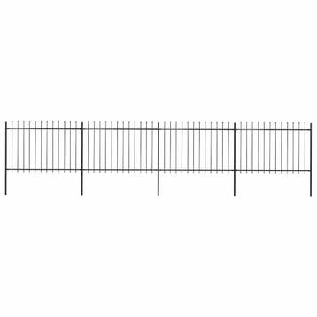 vidaXL Tuinhek met speerpunt staal 671x120 cm zwart, Verzenden, Nieuw, IJzer, 1 tot 2 meter