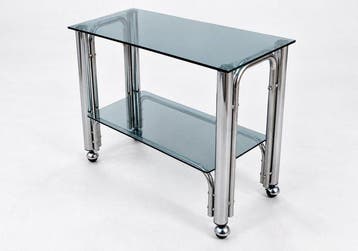 Serveerwagen - Chroomgecoat metaal, Glas - Ontwerp Vintage