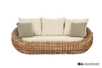 Apple Bee Cocoon 3 zits bank 236cm Mocca - Boucle Creme -, Nieuw