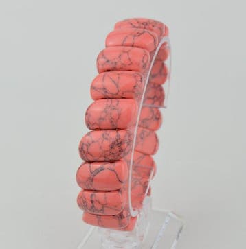 Turquoise - Prachtige roze howliet-wraparmband van 31 g -