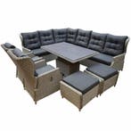 Ibiza dining verstelbare hoek loungeset 9 delig grijs met, Tuin en Terras, Tuinsets en Loungesets, Ophalen of Verzenden, Nieuw