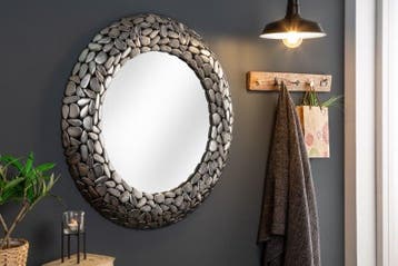 Handgemaakte spiegel STONE MOSAIC XL 82cm zilver in, Huis en Inrichting, Ophalen of Verzenden, Nieuw