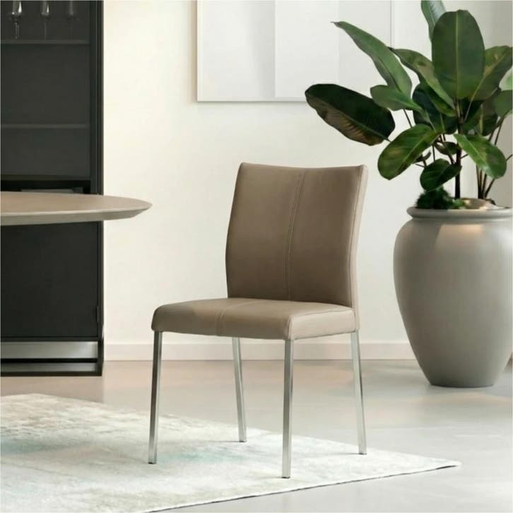 Set van 10 Leren eetkamerstoelen Basic - Toledo Mocca, Huis en Inrichting, Stoelen, Nieuw, Leer, Ophalen of Verzenden