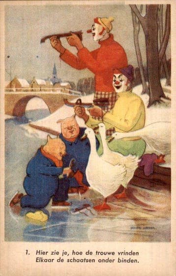 Bernard Leemker Clowntjes - De Schaatstocht - De Schilders -, Verzamelen, Gelopen