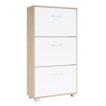 Schoenenkast Eiken-Wit 115x60x24cm 3 Kleppen (Meubelen), Verzenden