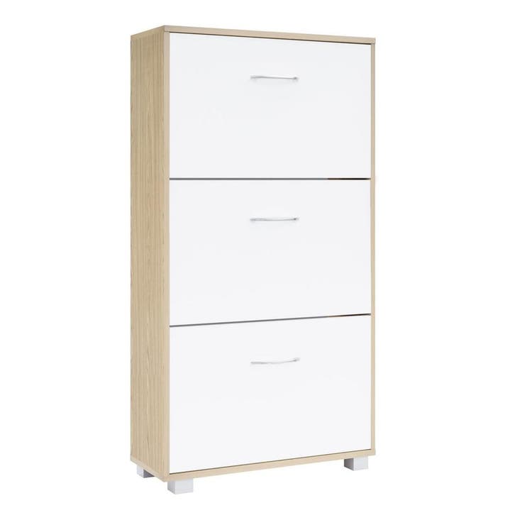Schoenenkast Eiken-Wit 115x60x24cm 3 Kleppen (Meubelen), Huis en Inrichting, Complete inboedels, Verzenden