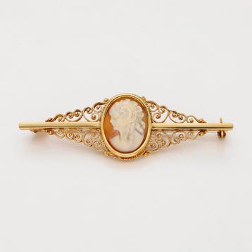Broche - 18 karaat Geel goud - Camee