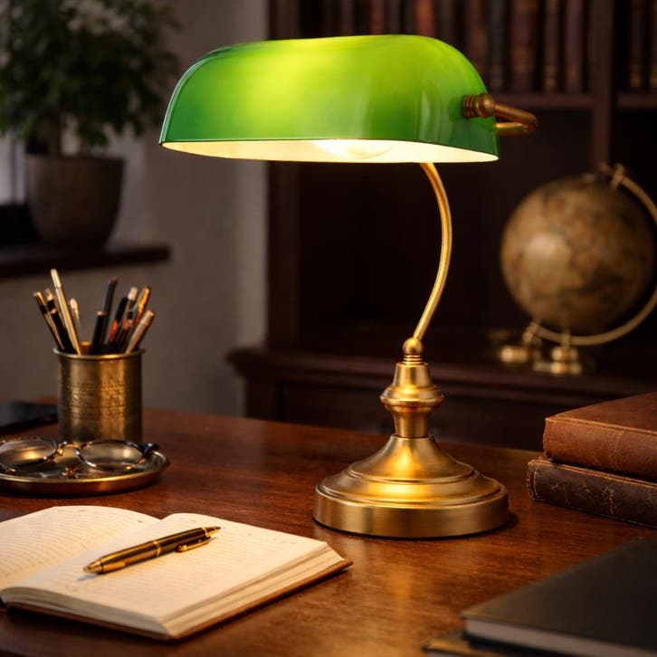 Tafellamp Retro - Milano Green, Huis en Inrichting, Lampen | Tafellampen, Nieuw, Glas, Metaal