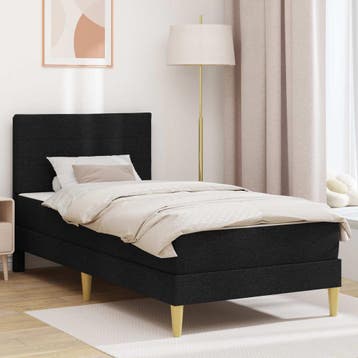 vidaXL Bedframe met matras Zwart 90 x 200 cm Polyester, Verzenden, Nieuw, Eenpersoons, Zwart