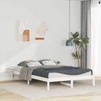 vidaXL Bedframe met Zijtafels Wit 160 x 220 cm Massief, Verzenden, Nieuw, Wit, Hout