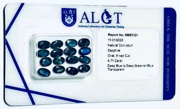 16 pcs Blauw, Groen Saffier - 4.71 ct - Antwerp Laboratory, Sieraden, Tassen en Uiterlijk, Nieuw