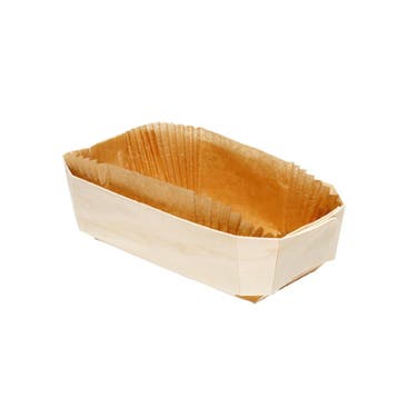 Bakvorm Hout Rechthoek 20,5x11x6cm + Bakpapier (per stuk), Verzenden, Nieuw