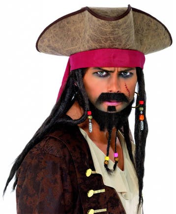 Piraten hoed met bruine dreadlocks, Ophalen of Verzenden, Nieuw