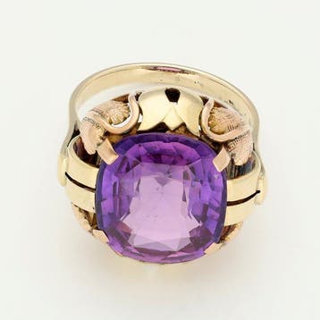 Ring - 14 karaat Geel goud, Roségoud - Saffier, Nieuw