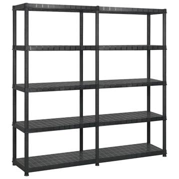 vidaXL Opbergrek 5-laags 170x40x185 cm kunststof zwart, Verzenden, Nieuw