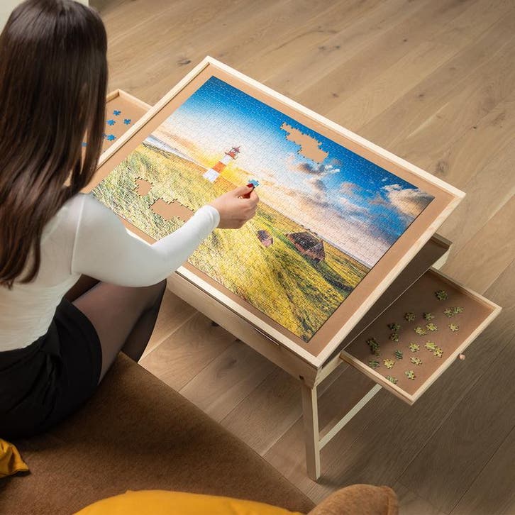 Puzzeltafel met uitklapbare poten - 79 x 56 x 33 cm, Kinderen en Baby's, Speelgoed | Kinderpuzzels, Nieuw, Verzenden