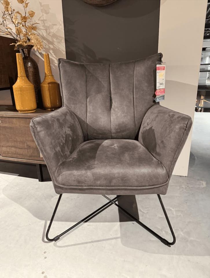 Fauteuil Moretto microleder - graphite **SHOWROOMMODEL**, Huis en Inrichting, Fauteuils, Nieuw