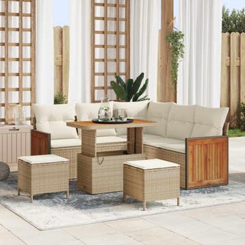 vidaXL Tuinbankenset 8 st 8-Aantal zitplaatsen Beige en, Verzenden, Nieuw, 8 zitplaatsen
